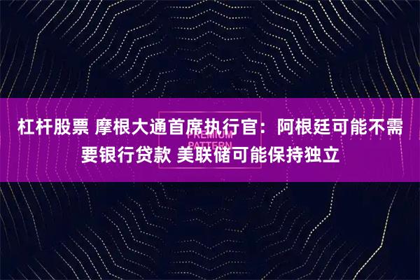 杠杆股票 摩根大通首席执行官：阿根廷可能不需要银行贷款 美联储可能保持独立